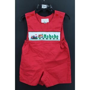Sir John Red Hohoho Christmas Smocked Boys 12m Shortall